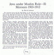 Jews under Muslim Rule, II; Morocco 1903-1912.