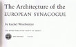 The Architecture of the European Synagogue