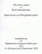 700 Jahre Juden in Sudniedersachsen