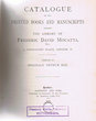 Catalogue of the Printed Books and Manuscripts of David Mocatta