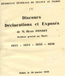 Discours; Déclarations et Exposés de M. Henri Ponsot
