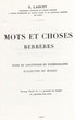 Mots et choses berbères