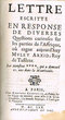 Lettre ecrite en réponse de diverses Questions curieuses sur les parties de l'Afrique où regne aujourd'hui Mvley Arxid, Roy de Tafilete