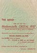 Feuillet de promotion pour l'élection de la "mlle Cristal 1957