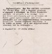 Certificat d'hébergement pour Jeanette Abitbol