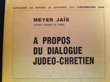 A propos du dialogue judéo-chrétien