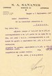 Lettre adressée au Président de la Communauté Israélite de Tanger le 5 sept. 1947