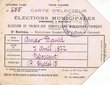 Carte d'électeur aux élections municipales d'Alger du 5 mai 1912