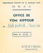 Horaire pour l'Office de Yom Kippour de Nakab Nessim