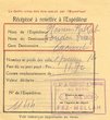 Récépissé d'expédition remis à Nessim Nakab le 02/04/1928