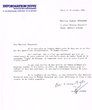 Lettre adressée le 11/10/1982 à Raphael Benazeraf de Neuilly-sur-Seine