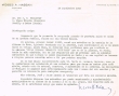 Lettre adressée le 14/09/1965 à Raphael Benazeraf de Neuilly-sur-Seine