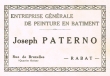 Entreprise générale Joseph Paterno à Rabat, carte de visite