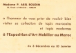 Carton d'invitation à l'Exposition d'Art Mobilier au Maroc