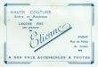 Carte de visite de Etienne, haute couture robes, manteaux et lingerie fine