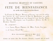 Carte d'invitation pour une fête de bienfaisance au profit des Sinistrés du Sud-Ouest