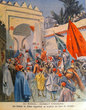 Au Maroc ; Combat d'oujda; Les soldats du Sultan rapportent en trophées les têtes des Rebelles