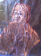 Rabbin sur plaque en cuivre