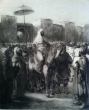 Moulay Abd-Er Rahman sultan du Maroc sortant de son palais de Meknes
