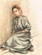 Femme assise sur une marche