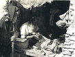 Vieux marchand juif dans sa boutique