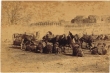 Chameaux au repos sur la place du marché à Tanger