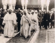 Moulay Youssef ben Hassan, Gaston Doumergue et Si Kaddour Benghabrit, lors de l'inauguration de la Mosquée de Paris en 1926